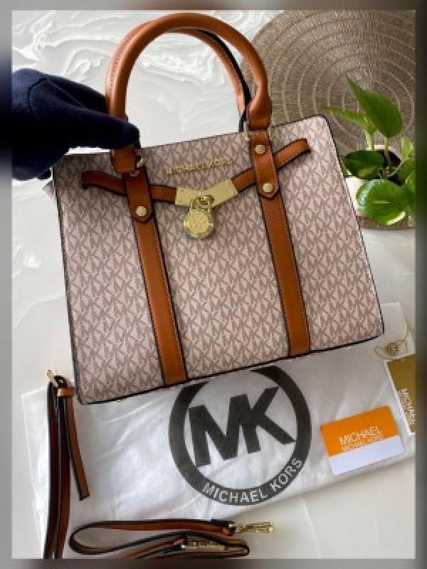 Michael  Kors  MK  Nouveau  Hamilton  Large  Satchel  Bag  With  Dust  Bag  20029  Beige  Brown