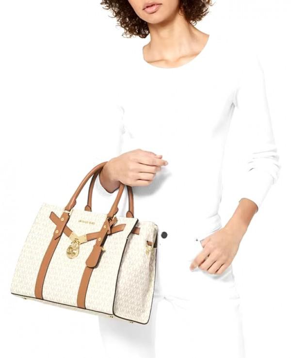 Michael  Kors  MK  Nouveau  Hamilton  Large  Satchel  Bag  With  Dust  Bag  20029  Beige  Brown
