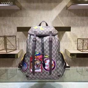 Gucci  GG  Supreme  Donald  Duck  Premium  Quality  Backpack  With  Dust  Bag  G460029  Brown