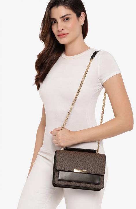 Michael  kors Jade logo print sling bag with chain strap and box 492