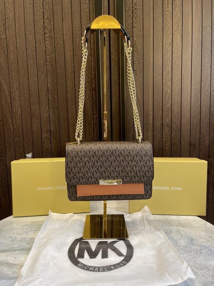 Michael  kors Jade logo print sling bag with chain strap and box 493