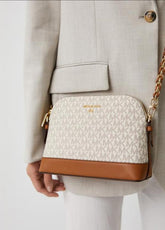 Michael  kors dome crossbody bag with og box(23032 biege  brown)