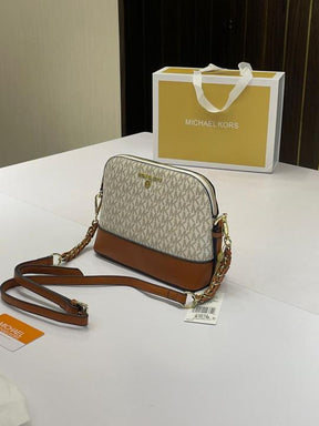 Michael  kors dome crossbody bag with og box(23032 biege  brown)