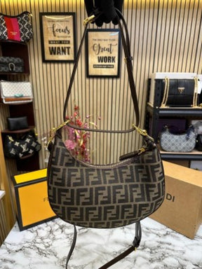 Fendi  Fendigraphy  Hobo  Ff  Jacquard  Bag  With  Og  Box  And  Dustbag  (Brown)