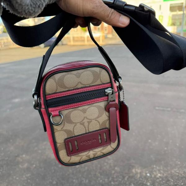 Coach  Terrain  Crossbody  Apricot  Rosered  Unisex  Sling  Bag  With  Dust  Bag  (2020  Apricot  Rosered)