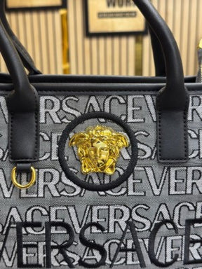VERSACE LA MEDUSA HAND BAG WITH BOX AND DUST BAG INCLUDING CARRY BAG (WHITE BLACK)