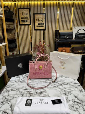 VERSACE LA MEDUSA HAND BAG WITH BOX AND DUST BAG INCLUDING CARRY BAG (PINK)