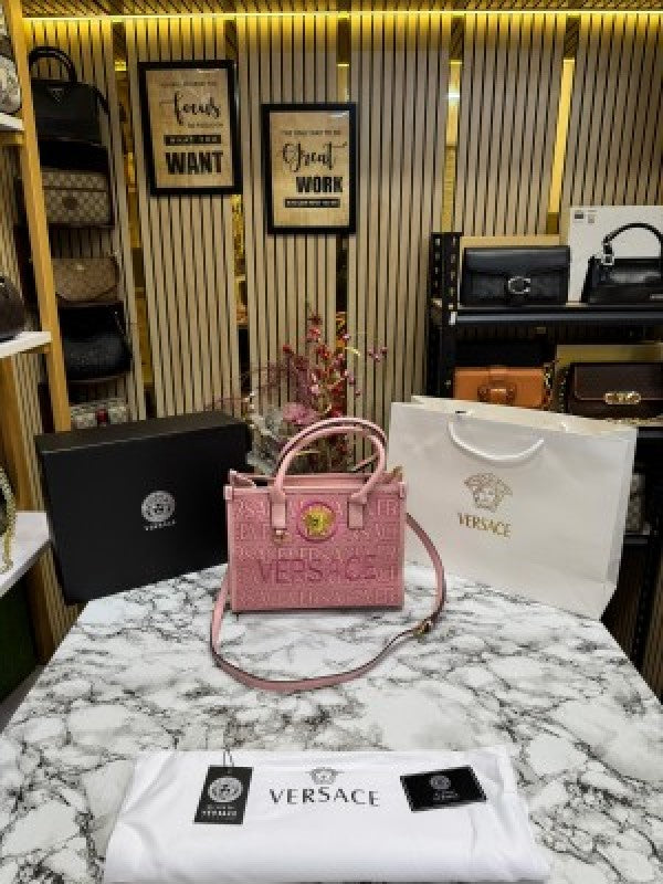 VERSACE LA MEDUSA HAND BAG WITH BOX AND DUST BAG INCLUDING CARRY BAG (PINK)