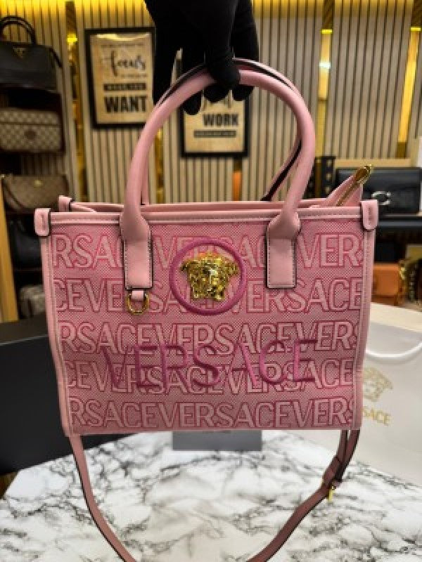 VERSACE LA MEDUSA HAND BAG WITH BOX AND DUST BAG INCLUDING CARRY BAG (PINK)