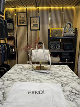 FEND  I LEATHER BOWLING HANDBAG WITH SLING PREMIUM QUALITY WITH DUST BAG (WHITE)
