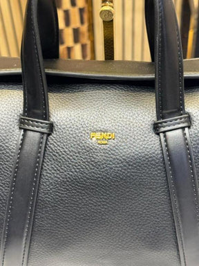FEND  I LEATHER BOWLING HANDBAG WITH SLING PREMIUM QUALITY WITH DUST BAG (BLACK)