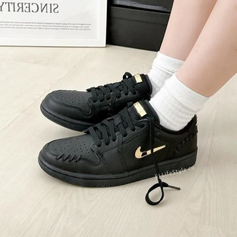 Nikee Air Jordan Retro 1 "Make Black Metallic Gold" #135