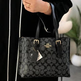Coach  Mollie  Leather  Tote  Bag  With  Dust  Bag  &  Shoulder  Strap  (C23021  Black  Black)