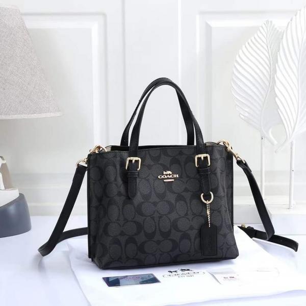 Coach  Mollie  Leather  Tote  Bag  With  Dust  Bag  &  Shoulder  Strap  (C23021  Black  Black)