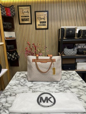 Michael  Kors Slater Large Tote Shoulder Bag Signature (Biege)
