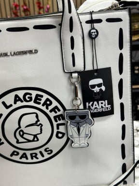 KARL LAGERFELD PARIS NOUVEAU LEATHER TOTE WITH DUST BAG PREMIUM QUALITY (WHITE)