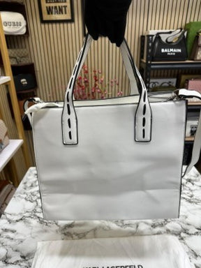 KARL LAGERFELD PARIS NOUVEAU LEATHER TOTE WITH DUST BAG PREMIUM QUALITY (WHITE)