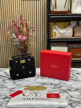VALENTIN  O RHINESTONE LAVIE HANDBAG WITH BOX CARD DUST BAG (BLACK)