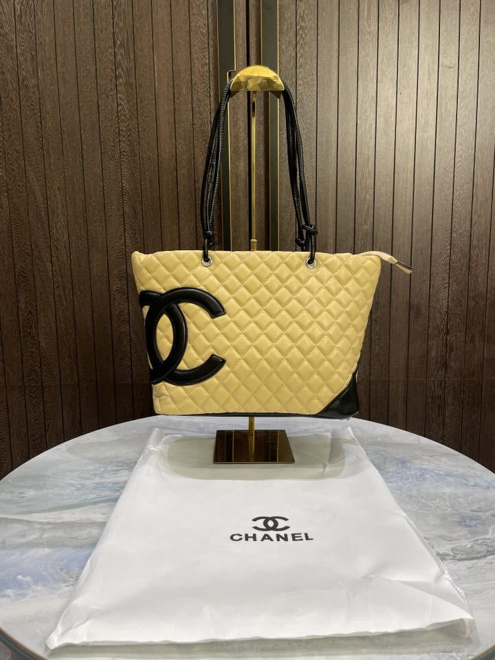 chane  l  Quilted Calfskin Cambon Tote Large with dust cover 427