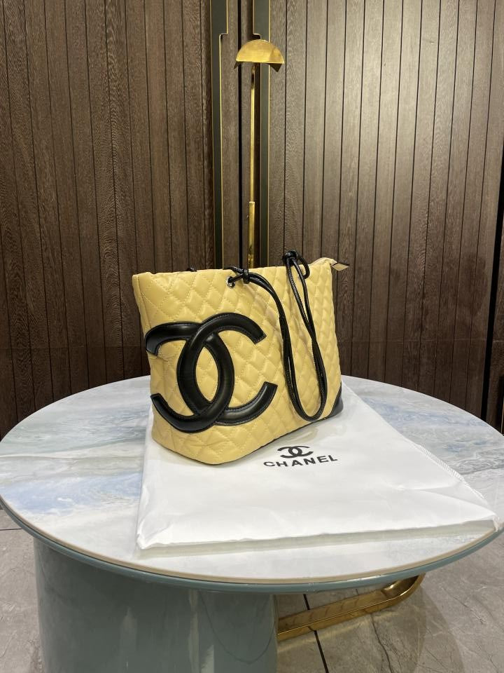 chane  l  Quilted Calfskin Cambon Tote Large with dust cover 427