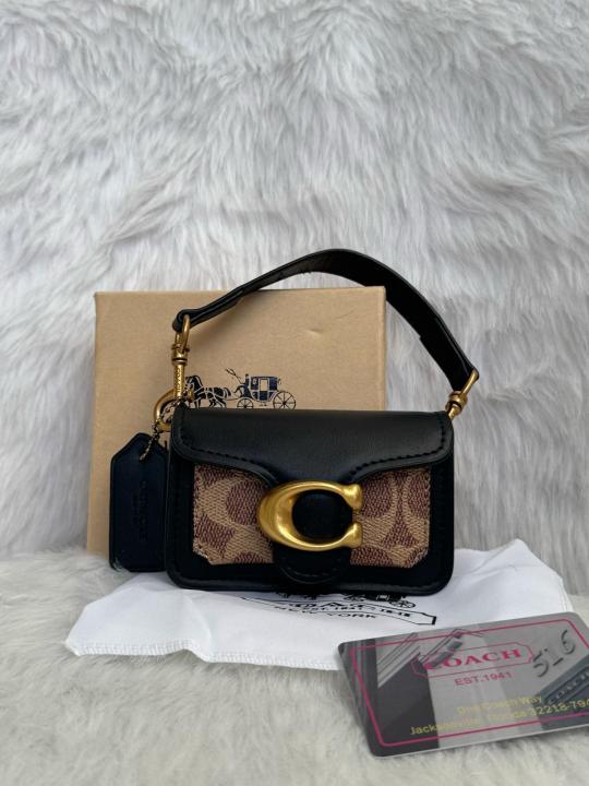 Coach  Tabby  12  Black  Monogram  Mini  With  Original  Box  (6806  Black  Canvas)