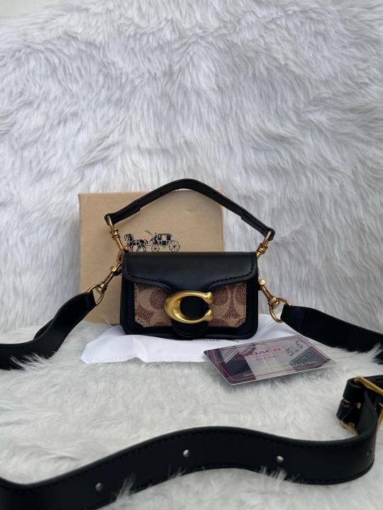 Coach  Tabby  12  Black  Monogram  Mini  With  Original  Box  (6806  Black  Canvas)