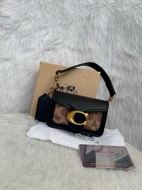 Coach  Tabby  12  Black  Monogram  Mini  With  Original  Box  (6806  Black  Canvas)