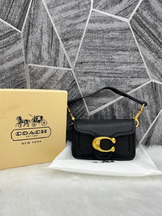 Coach  Tabby  12  Black  Monogram  Mini  With  Original  Box  (6806  Black)