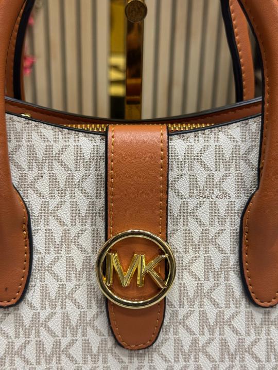 Michael  Kors Gabby Signature Satchel Bag With Dust Bag (Beige)