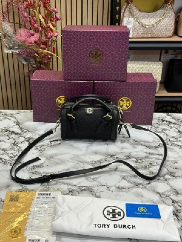 TORY  BURCH SPEEDY SATCHEL MONOGRAM BAG (BLACK)