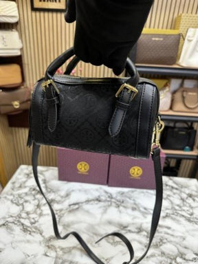 TORY  BURCH SPEEDY SATCHEL MONOGRAM BAG (BLACK)