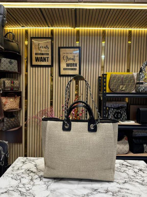 Chane  l Paris Rue Cambon Timeless Tote Bag (Khaki Black)