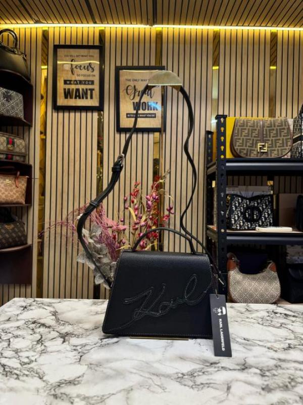 Karl Lagerfeld Mirum Top Handle Bag With Dust Bag (Black)