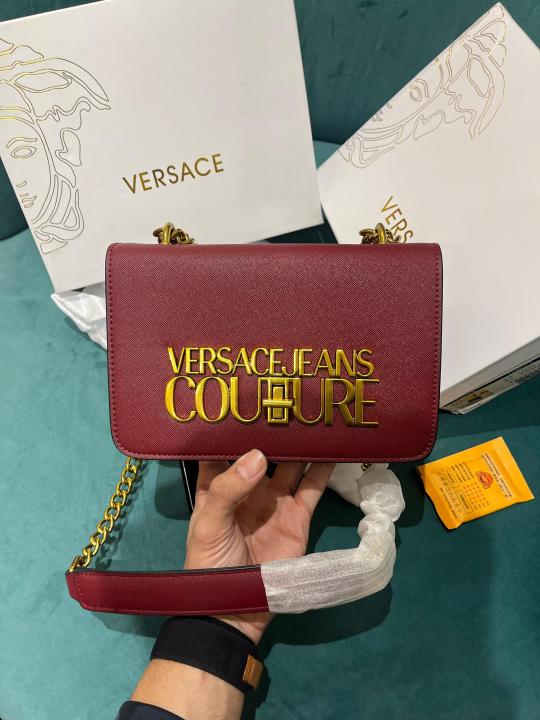 Versace Jeans Couture Saffiano Lock Crossbody Bag With OG Gift Box & Dust Bag (Red   VA029)