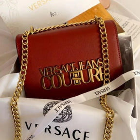 Versace Jeans Couture Saffiano Lock Crossbody Bag With OG Gift Box & Dust Bag (Red   VA029)