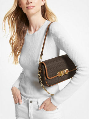 Michael  Kors  Parker  Medium  Logo  Shoulder  Bag  With  Dust  Bag  &  OG  Box  22319  Coffee  Brown