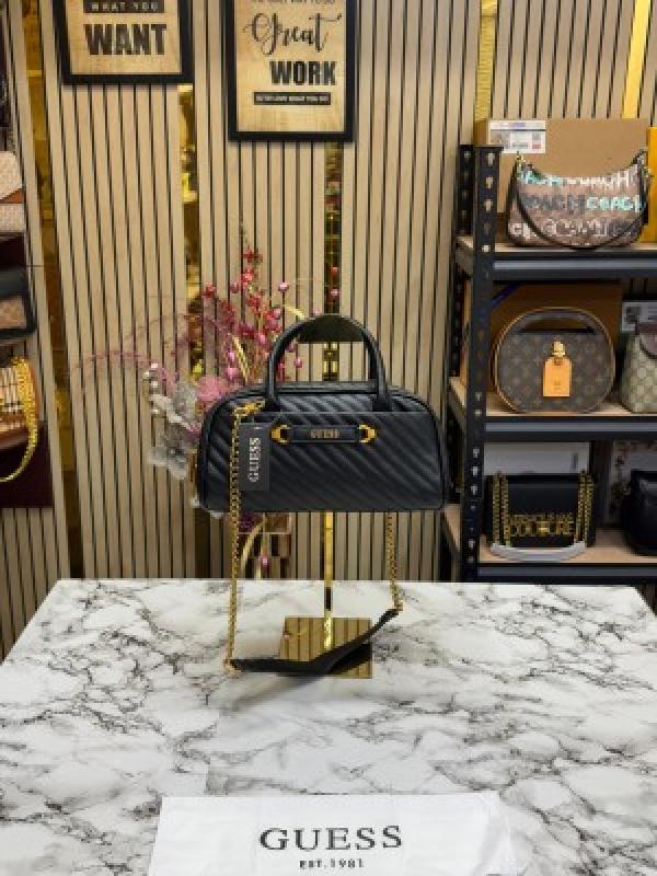 Guess Sela Box Satchel Premium Quality With Dust Bag (Black)