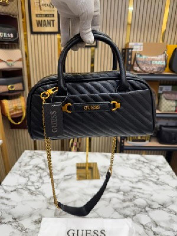 Guess Sela Box Satchel Premium Quality With Dust Bag (Black)