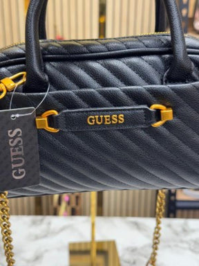 Guess Sela Box Satchel Premium Quality With Dust Bag (Black)