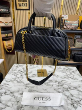 Guess Sela Box Satchel Premium Quality With Dust Bag (Black)