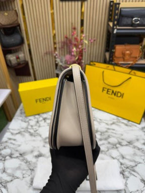 FEND  I COMON FF LOGO PLAQUE HANDBAG WITH OG BOX AND DUST BAG INCLUDING CARRY BAG PREMIUM QUALITY (APRICOT)