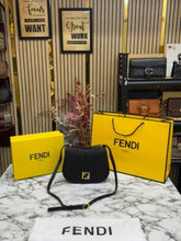 FEND  I COMON FF LOGO PLAQUE HANDBAG WITH OG BOX AND DUST BAG INCLUDING CARRY BAG PREMIUM QUALITY (BLACK)