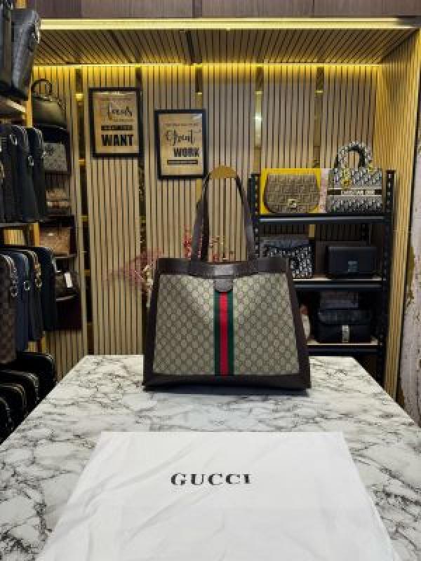 GUCC  I CANVAS LEATHER TOTE WITH POUCH WITH DUST BAG PREMIUM QUALITY