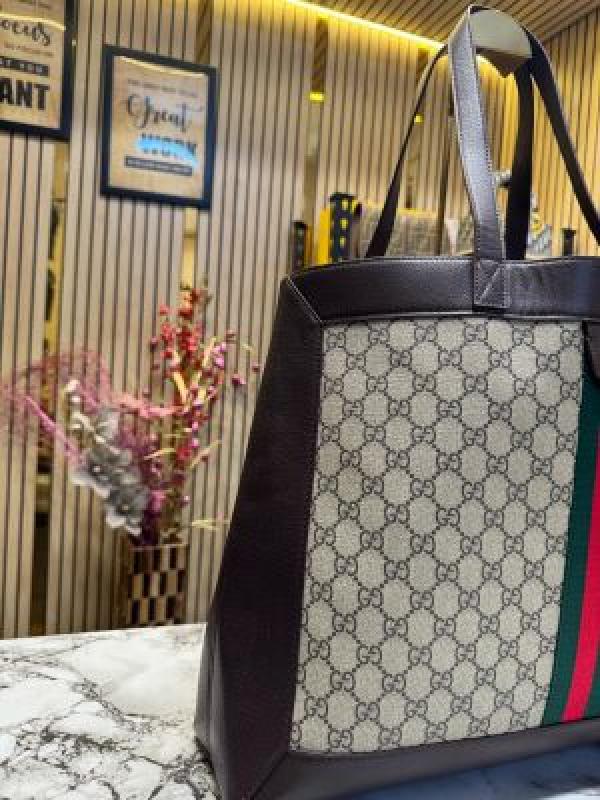 GUCC  I CANVAS LEATHER TOTE WITH POUCH WITH DUST BAG PREMIUM QUALITY