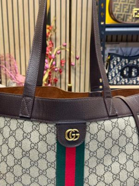 GUCC  I CANVAS LEATHER TOTE WITH POUCH WITH DUST BAG PREMIUM QUALITY