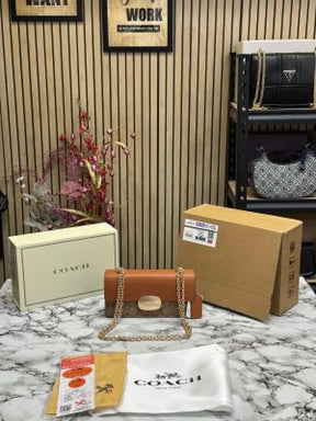 Coach  Eliza  Flap  Crossbody  Bag  With  Double  Og  Box  And  Dust  Bag  (Brown)