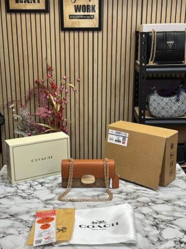 Coach  Eliza  Flap  Crossbody  Bag  With  Double  Og  Box  And  Dust  Bag  (Brown)