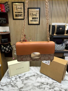 Coach  Eliza  Flap  Crossbody  Bag  With  Double  Og  Box  And  Dust  Bag  (Brown)