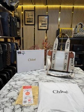 Chloe woody tote bag with box and dust bag (white)