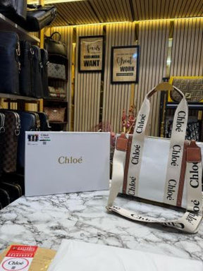 Chloe woody tote bag with box and dust bag (white)